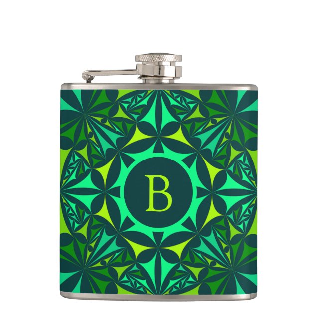Flasques Kaleidoscope Monogrammé Orné de Vert Émeraude (Devant)