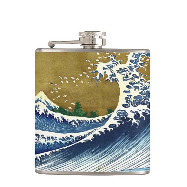 Flasques Katsushika Hokusai - Grande vague colorée (Devant)
