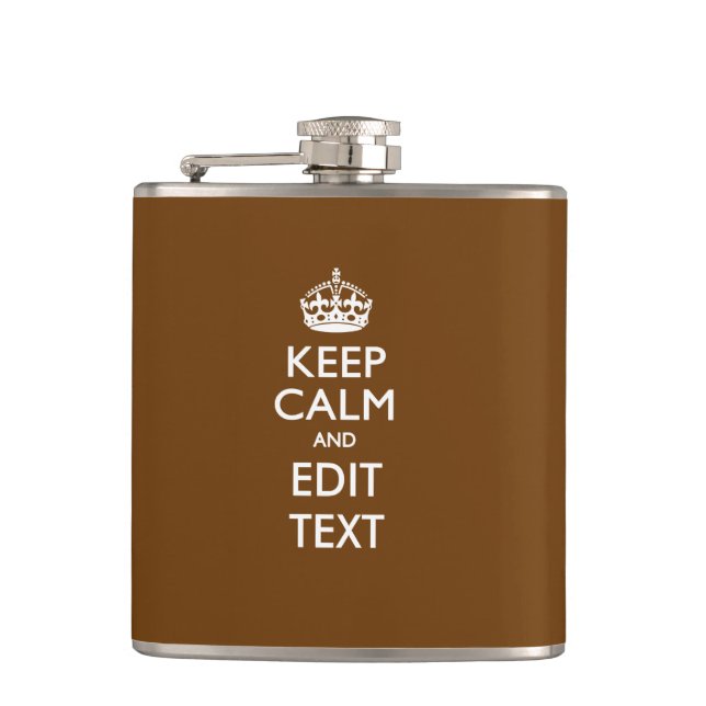 Flasques Keep Calm and Your Text on Chocolate Brown (Devant)