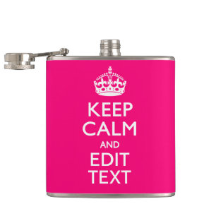 Flasques KEEP CALM personnalisé et votre texte sur Fuchsia