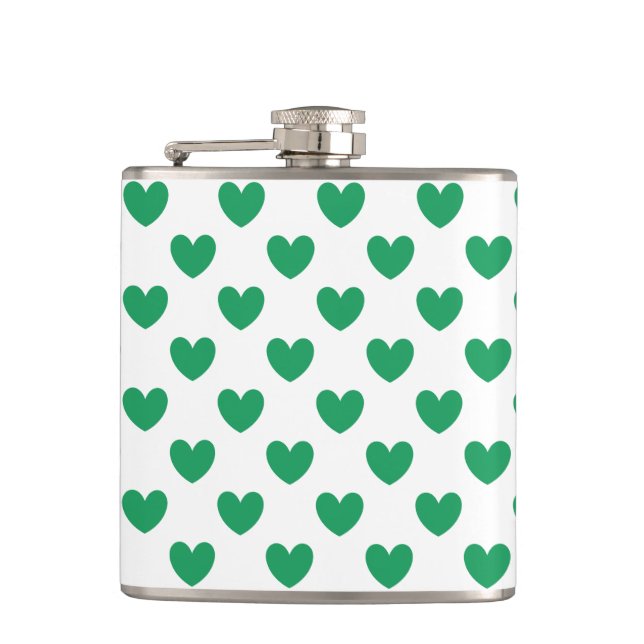 Flasques Kelly Coeurs polka vert sur blanc (Devant)