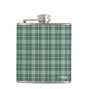 Flasques Kelly Tartan Monogramme Mint Green Plaid
