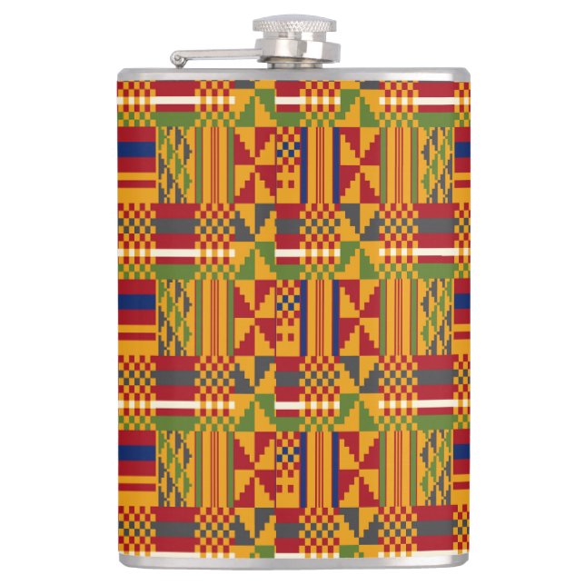Flasques Kente Motif ethnique - Textile africain dynamique (Devant)