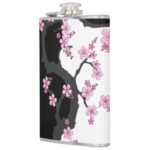 Flasques Kimono japonais Sakura noir et blanc