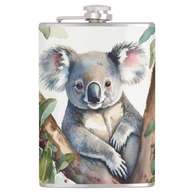 Flasques Koala assis dans un eucalyptus (Devant)