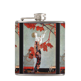 Flasques La femme Art déco et le perroquet
