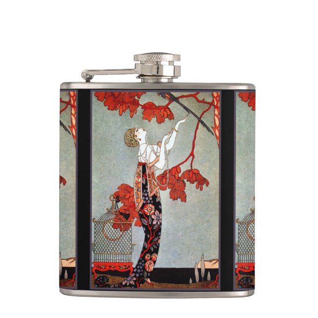 Flasques La femme Art déco et le perroquet (Devant)
