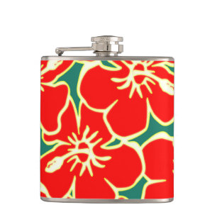 Flasques La ketmie rouge fleurit Luau hawaïen tropical