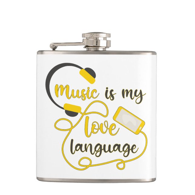 Flasques La musique est ma langue d'amour phrase romantique (Devant)