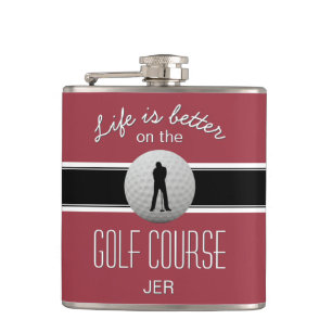 Flasques La vie est meilleure Citation Golf Monogramme Roug