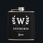 Flasques Laurel Monogram Groomsman<br><div class="desc">Ce design est composé d'un design monogramme avec des lauriers traditionnels et peut être personnalisé avec le nom de votre marionnettiste.</div>