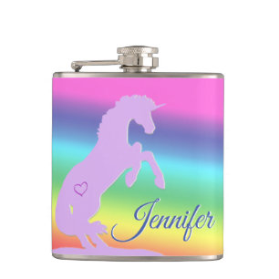 Flasques Lavender Unicorn Silhouette (arc-en-ciel/personnal