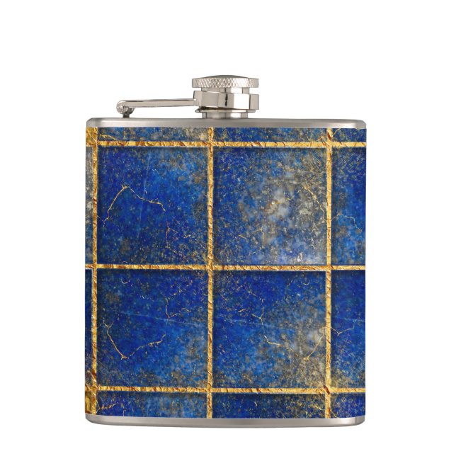 Flasques Lazulite de Lapis et motif bleus d'or (Devant)