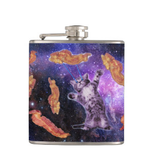 Flasques Le chat a frappé le bacon à l'oeil laser