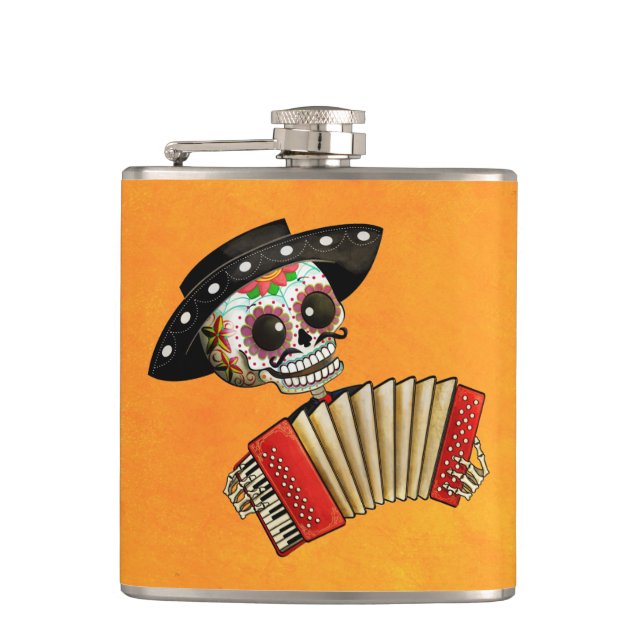 Flasques Le jour du mariachi mort d'EL de squelette (Devant)