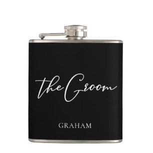 Flasques Le Mari Chic Noir Blanc Mariage Moderne Personnali