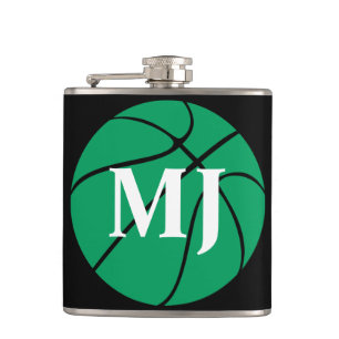 Flasques Lecteur de basket-ball vert Initiales ou numéro p