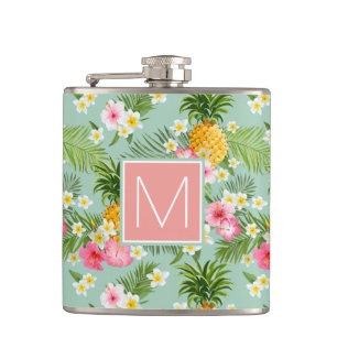 Flasques Les fleurs et les ananas tropicaux   ajoutent