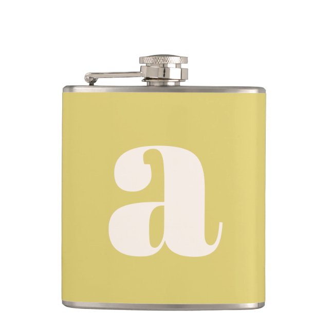 Flasques Lettre Initial Monogramme Moderne Mariage Jaune Cl (Devant)