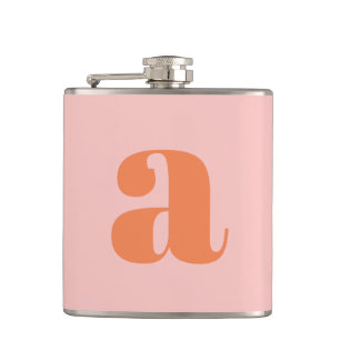 Flasques Lettre Initial Monogramme Moderne Rose Orange Mari