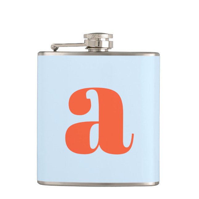 Flasques Lettre Initiale Monogramme Moderne Mariage Bleu Or (Devant)