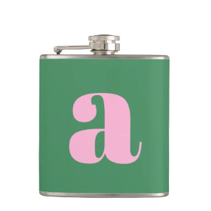 Flasques Lettre Initiale Monogramme Moderne Rose Vert Maria