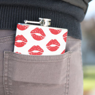 Flasques Lèvres Rouges, Rouge À Lèvres, Baiser, Motif Des L