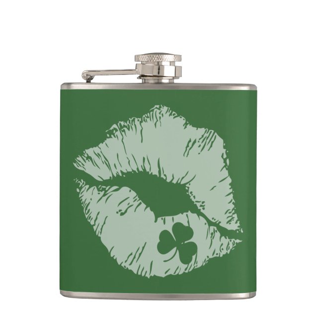 Flasques Lèvres shamrocks - Kiss Me Je suis Irish Flask (Devant)