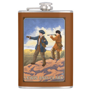 Flasques Lewis et Clark explorant l'ouest