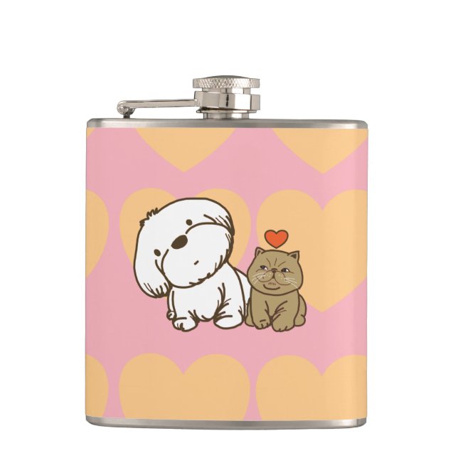 Flasques Lhasa Apso et kitty (Devant)