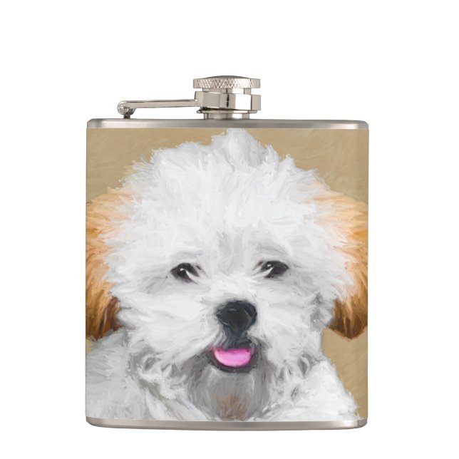 Flasques Lhasa Apso Puppy Peinture - Cute Original Chien Ar (Devant)