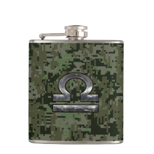 Flasques Libra Zodiac Symbole de Green Digital Camouflage