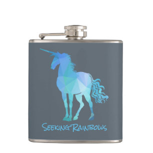 Flasques Licorne bleue géométrique