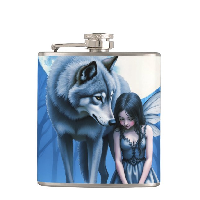 Flasques Lien sous la lune – Le Loup et la Fée Gothique.   (Devant)
