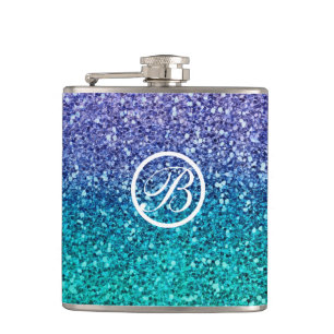 Flasques Lila Violet & Sarcelle Vert Aqua Pailleté scintill