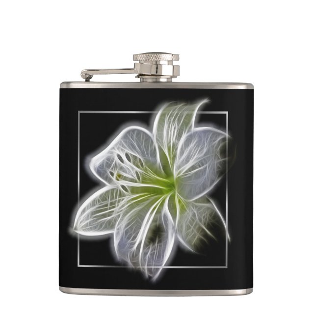 Flasques Lily blanc époustouflante Art fractal Noir (Devant)