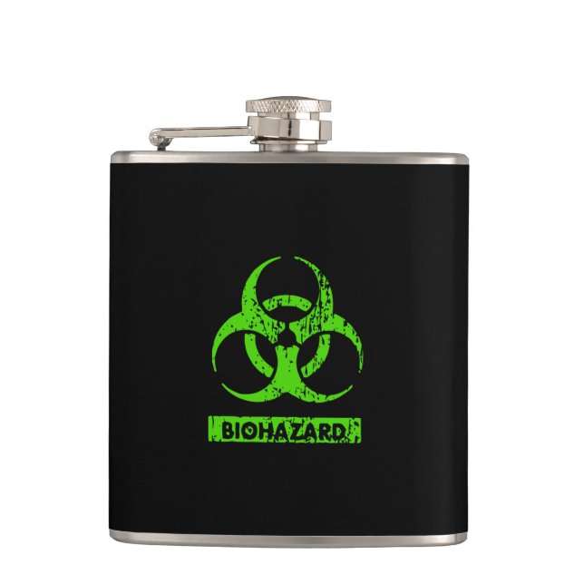 Flasques Lime Neon Vert Produits Chimiques Bio-Hazard Graph (Devant)