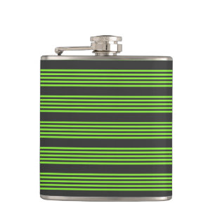 Flasques Lime vert et charbon de bois cinq bandes motif