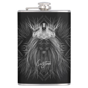 Flasques Lion avec monogramme de couronne