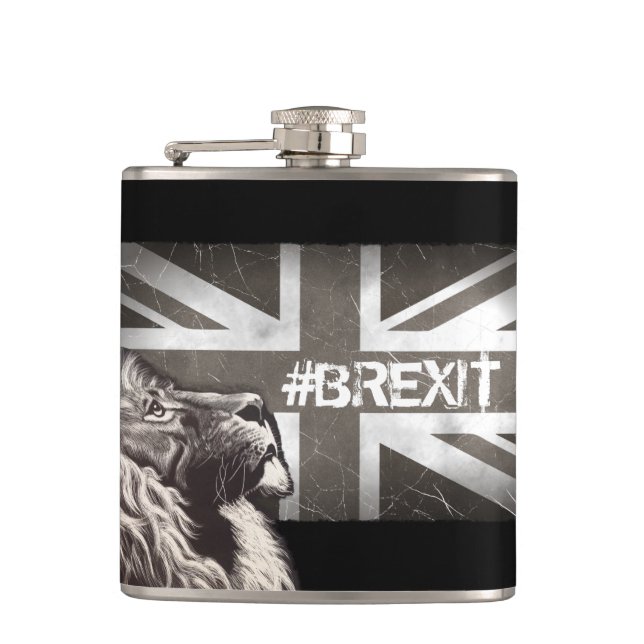 Flasques Lion fier noir et blanc Union Jack #Brexit (Devant)