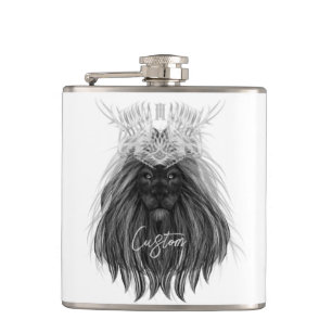 Flasques Lion noir avec couronne Antlers et monogramme