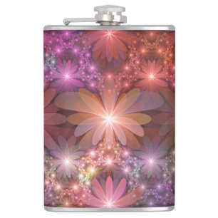 Flasques Lit De Fleurs Coloré Brillant Art Fractal Abstrait
