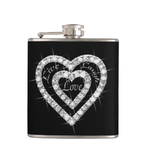 Flasques Live Laugh Love Diamond Hearts Flask