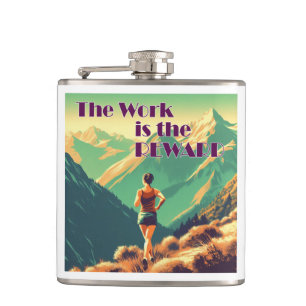 Flasques L'Oeuvre Est La Récompense Femme Runner Mountains