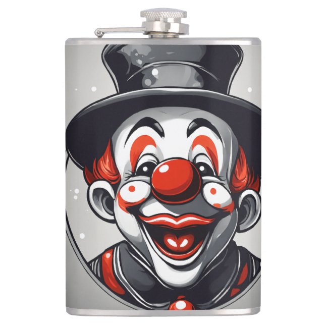 Flasques Logo de clown riant mignon – Simple noir et blanc  (Devant)