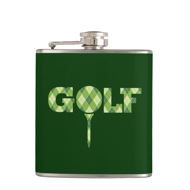 Flasques Logo du tee de golf Jacquard vert plaid de la fiol (Devant)