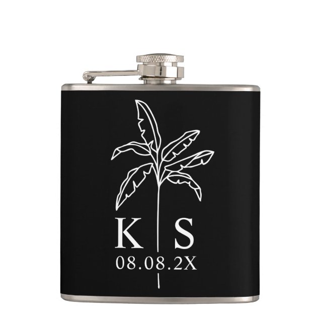 Flasques Logo Mariage Monogramme Personnalisé Palm Tree Sac (Devant)