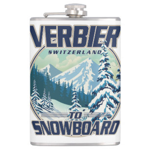 Flasques Logo Verbier Suisse Snowboard