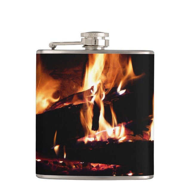 Flasques Logs in the Fireplace Warm Fire Photography (Devant)
