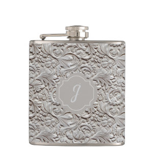 Flasques Lumineuse Gris Faux en cuir vinyle